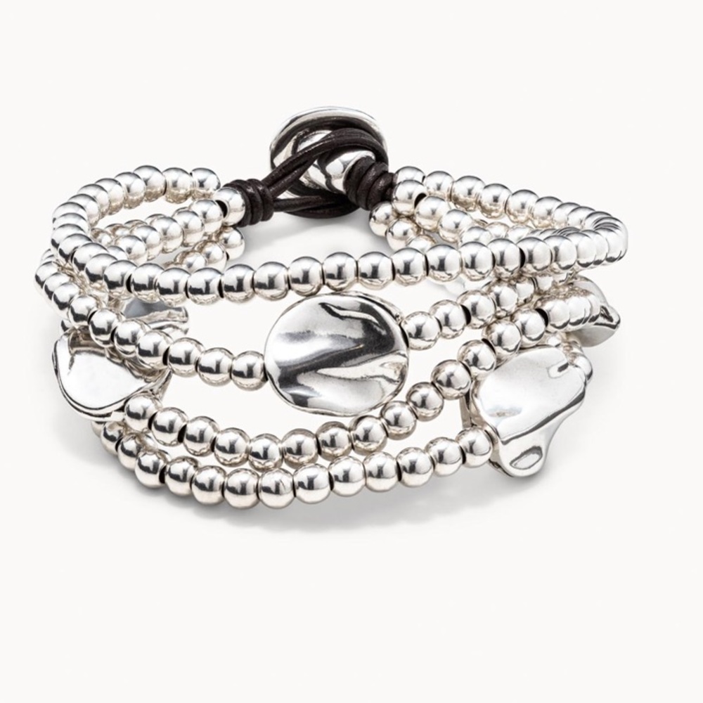 UNO de 50 Silver Beaded Bracelet